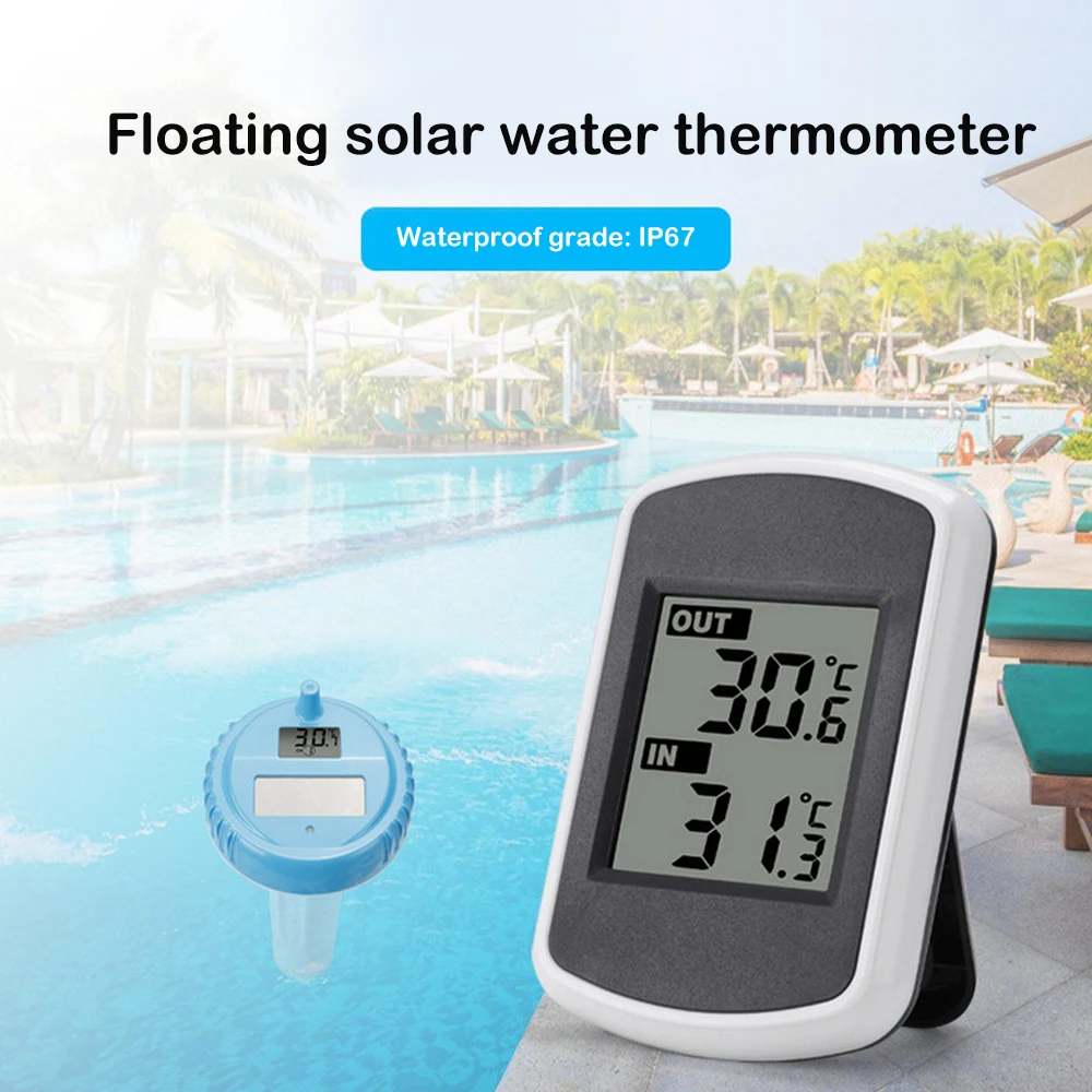 

Wireless Thermometer for Outdoor Tubs Swimming Pool Split Type Thermometer Electronic Digital Display Floating Solar Senor