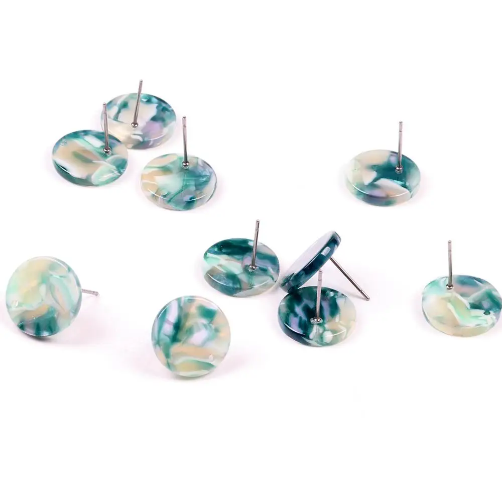 1lot 12pcs New Fashion Acetate Acrylic Tortoise Shell,Round Stainless Steel Earring Studs for Women,Boho,Ohrringe findings,15mm