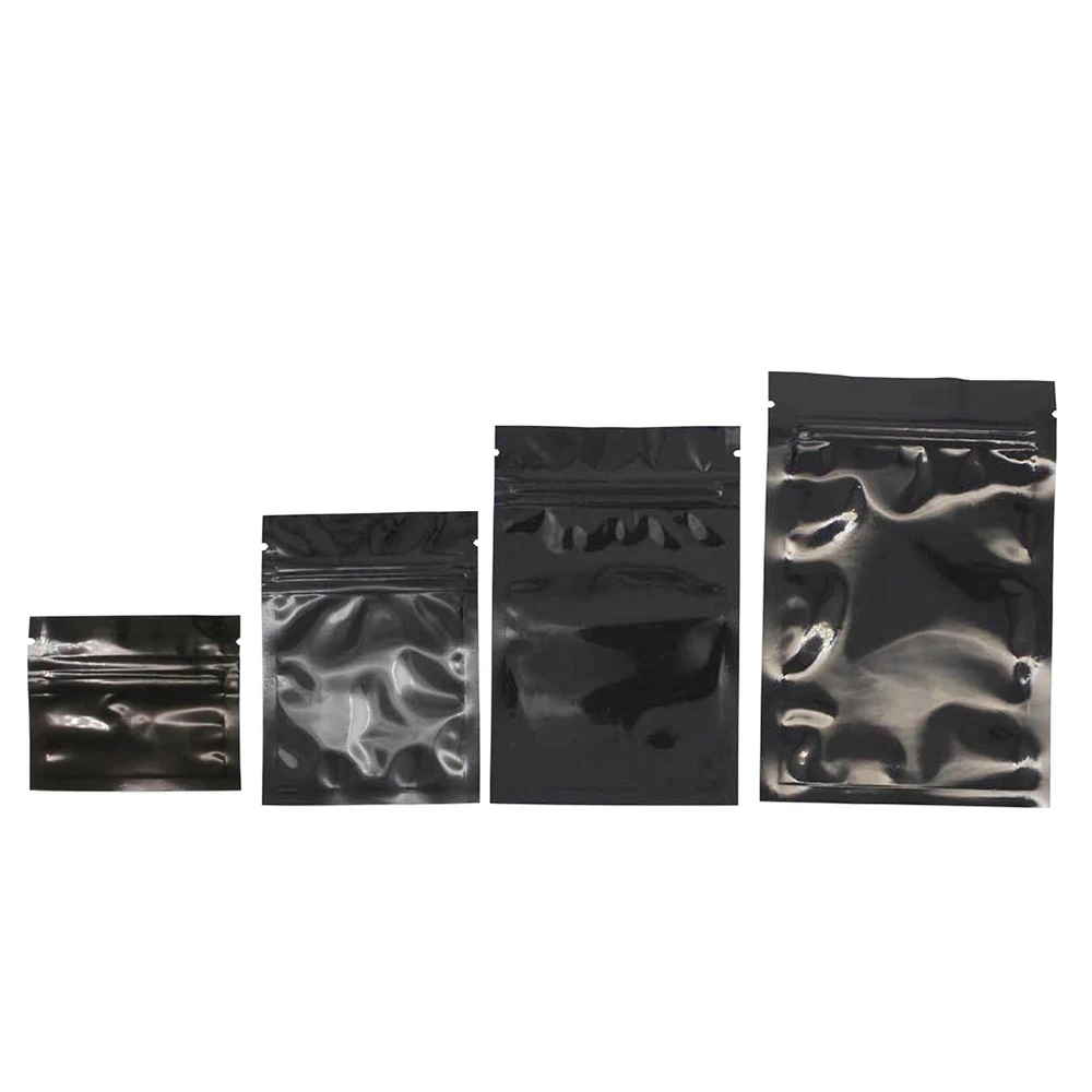 Heavy Duty 100pcs Smell Proof Heat Sealable Flat Pouches Food Storage Bag Small Aluminum Foil Plastic Zip Lock Packaging Bags