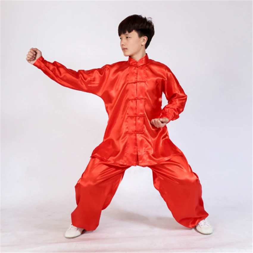 8Color chiński Kung Fu ubrania dla chłopców tradycyjne Tai Chi Wushu jednolite dzieci odzież sceniczna zestaw spodni 100-160CM