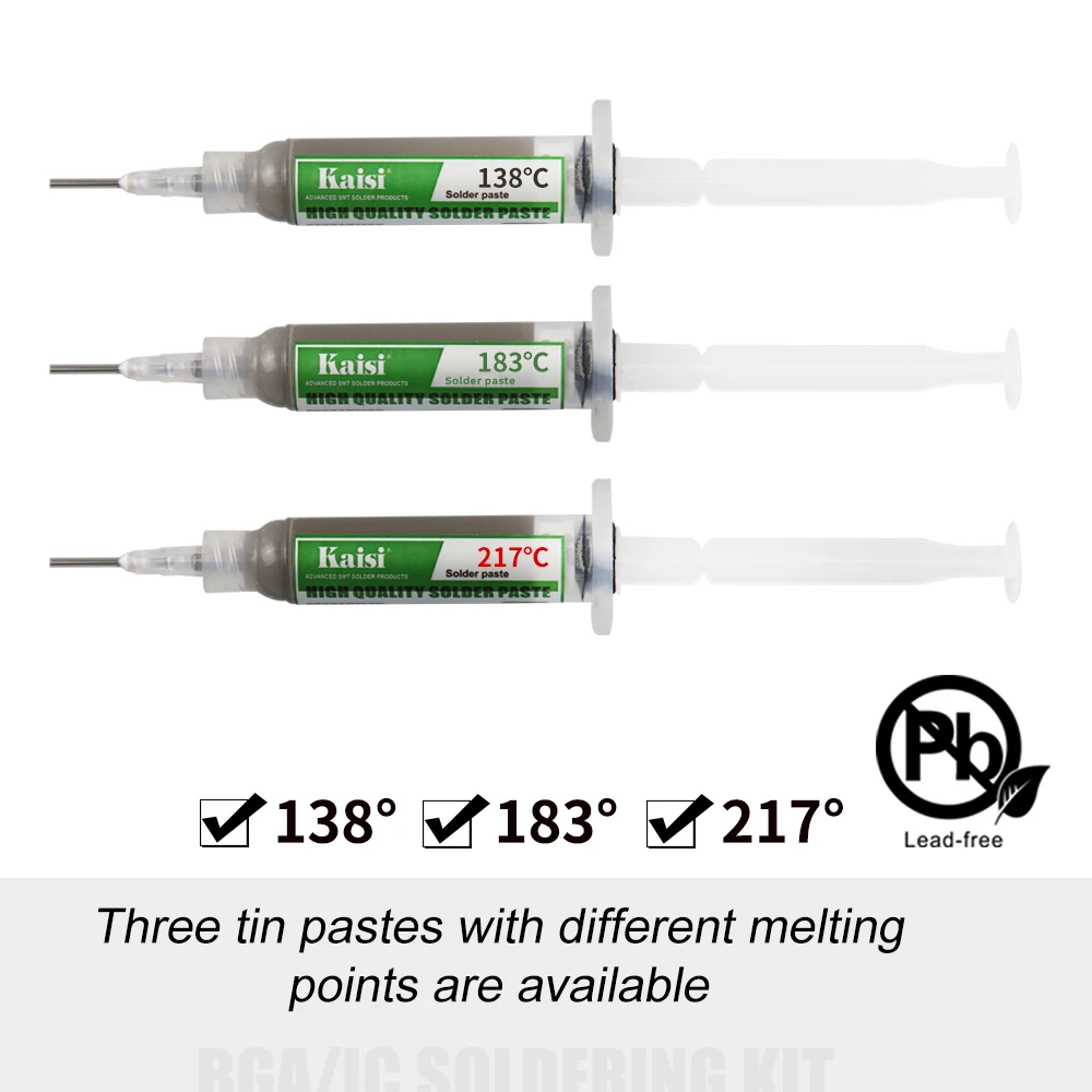 2 in 1 Soldering Flux Kit Tin Paste Solder Oil Kit Syringe Liquid Flux Melting Point 138°C/183°C/217°C Repair Stencil Tools