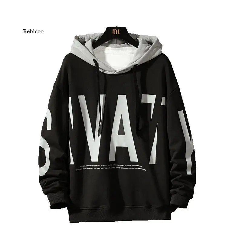 

Men's Sweater Korean Version Trendy Ins Hooded Letter Printing Boys Loose Fashion Tops Spring Autumn Long Sleeves Men Coat