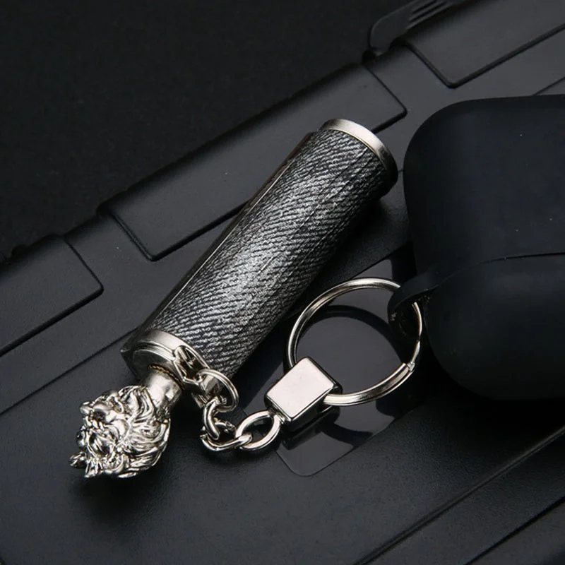 Keychain matching waterproof kerosene lighter creative punk style lighter gift men can collect metal alloy lighter