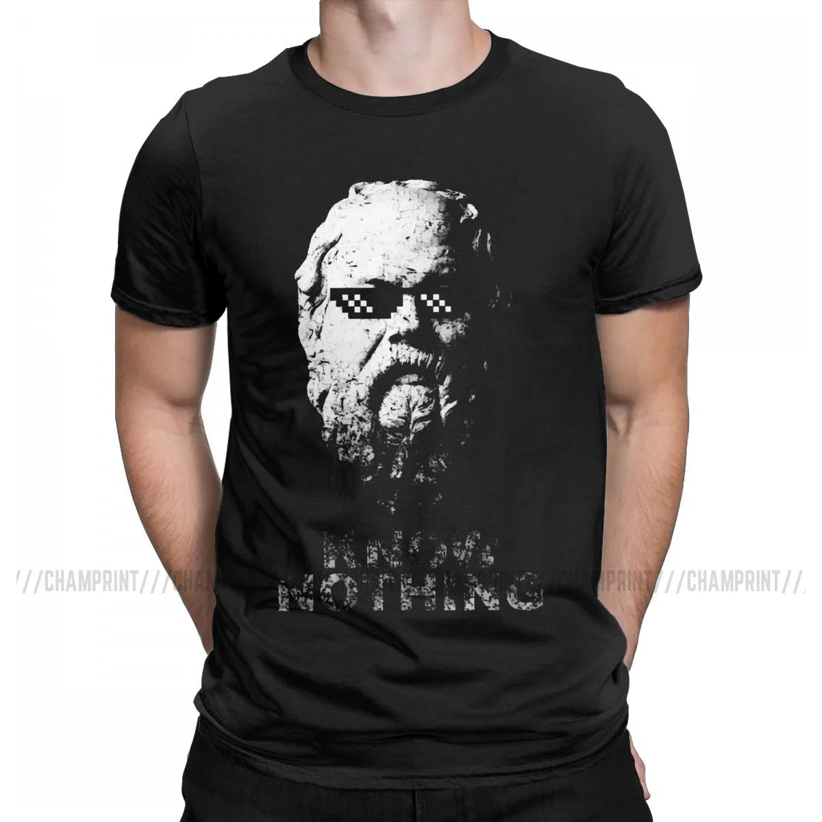 Know Nothing Socrates Philosopher T Shirt for Men Pure Cotton Funny T-Shirt Plato Tee Shirt Short Sleeve Clothes Printed