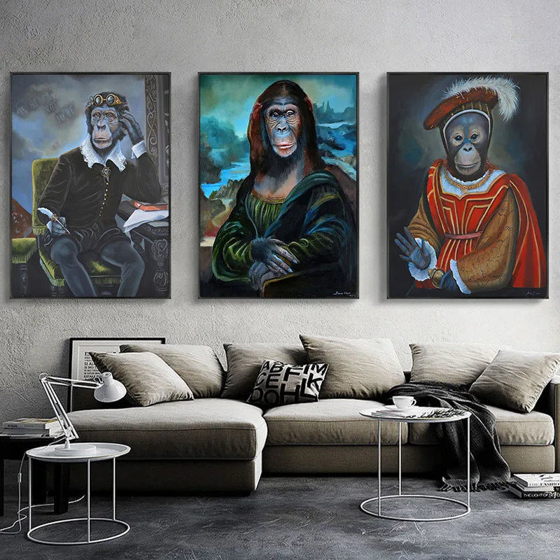 

Funny Poster Animal Monkey Canvas Creative Famous Painting Modern Art Wall Prints Decoration Abstract Picture Room Bedroom Decor