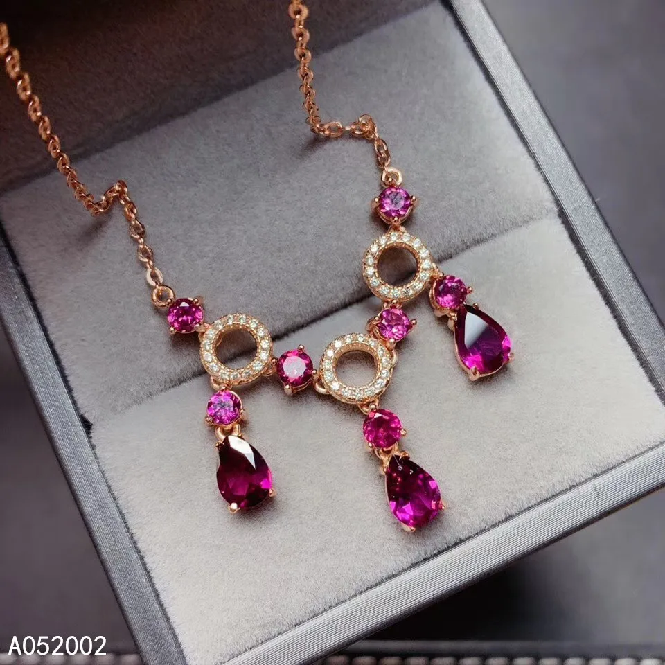 KJJEAXCMY fine jewelry natural garnet 925 sterling silver new women pendant necklace chain support test classic hot selling
