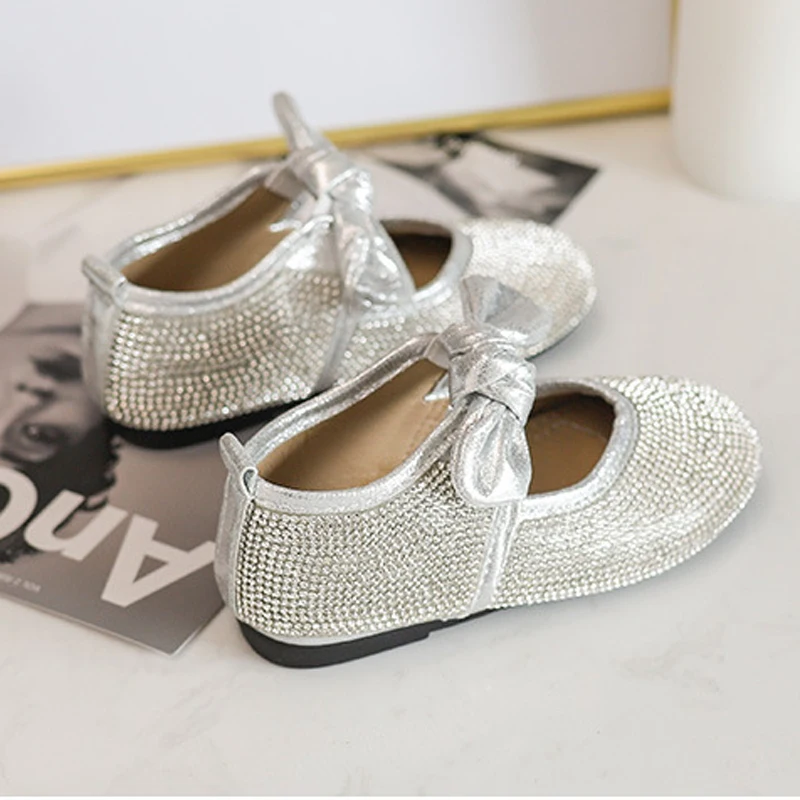 LOVIRS Girls New Dance Shoes Kids Toddler Glitter Rhinetone Mary Jane Loafer Flats Wedding Dress Shoes For Girls