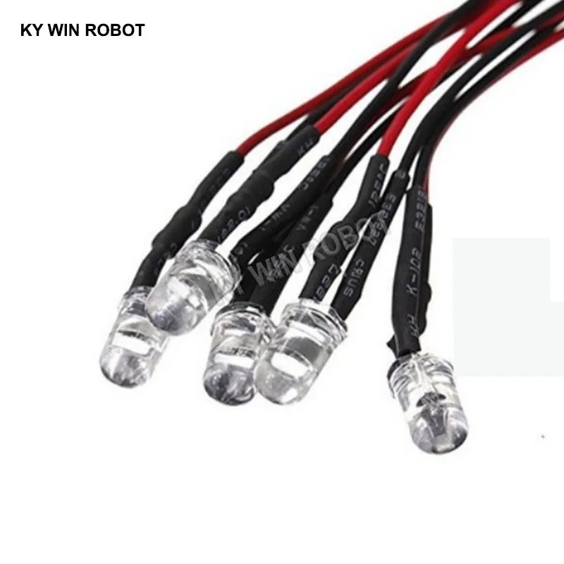 10PCS 5mm LED 12V 20cm Pre-wired White Red Green Blue Yellow UV RGB Diode Lamp Decoration Light Emitting Diodes Pre-soldered