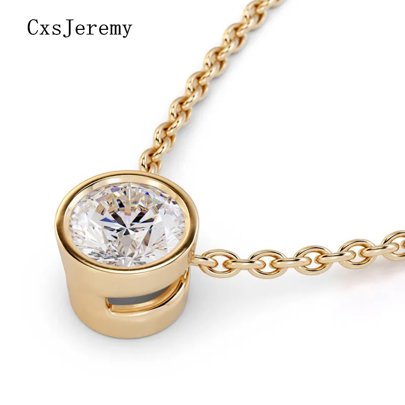 

CxsJeremy Solid 14K 585 Yellow Gold Center 0.8ct 6.0MM DEF Color Lab Grown Moissanite Diamond Pendant Necklace for Women