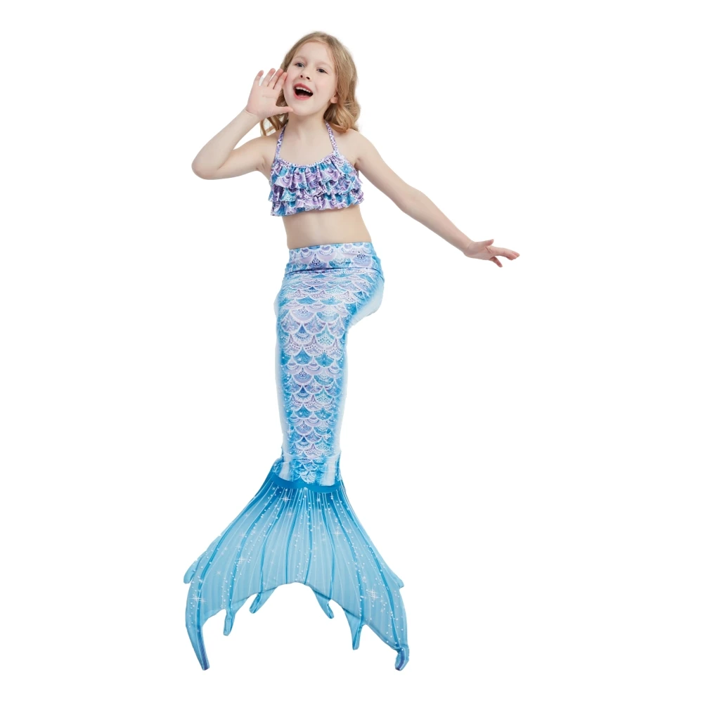 

2021 free shipping New Kids Mermaid Tail Swimwear Bikini Set Bathing Suit Costume for birthday party designed high quality