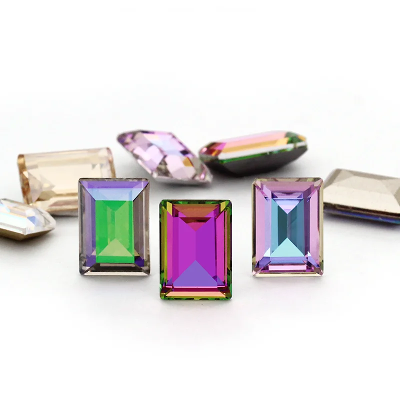 Astrobox High Quality Fancy Rectangle Crystal Rhinestones Glue On Glass Rhinestones Used Nail Art Stone DIY Jewelry Making