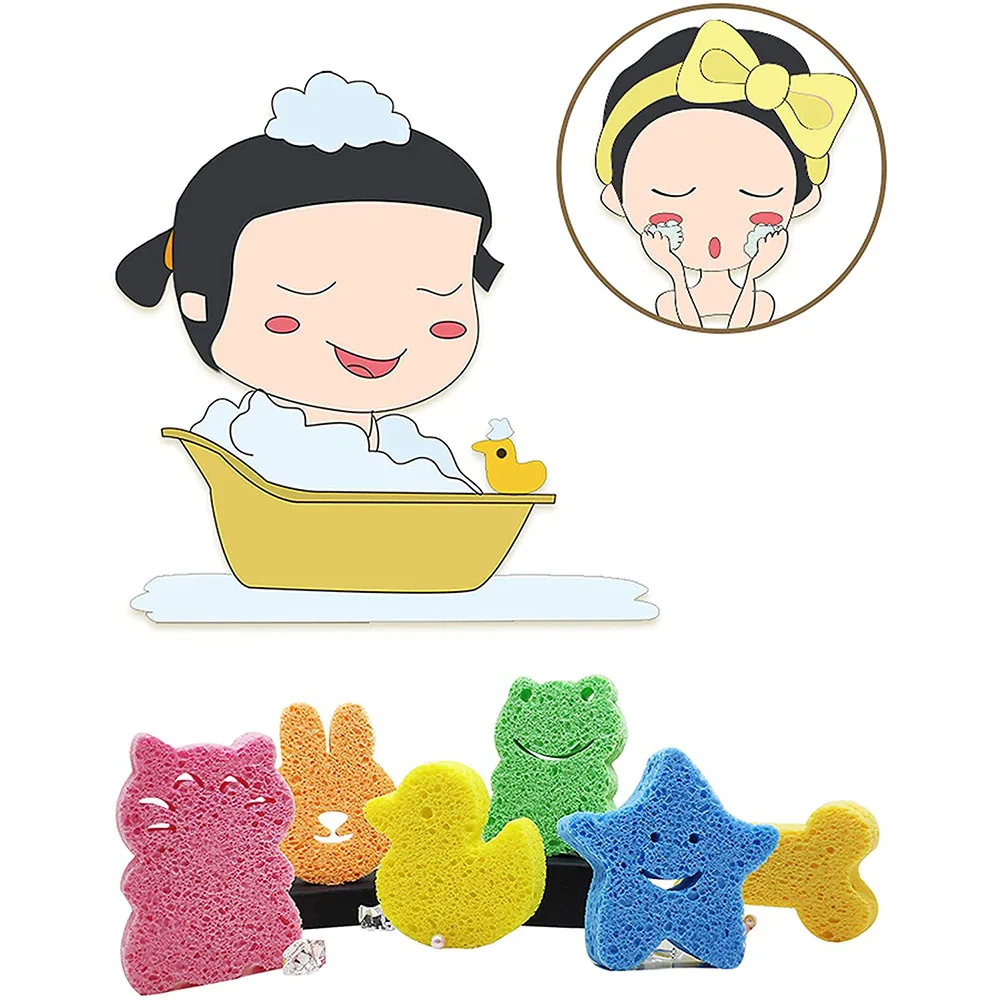 Brinquedos animais bonitos da esponja do bebê para o banho, crianças naturais dos miúdos, tempo do chuveiro do banho da criança, formas konjac brinquedos do banho do bebê esponja da banheira