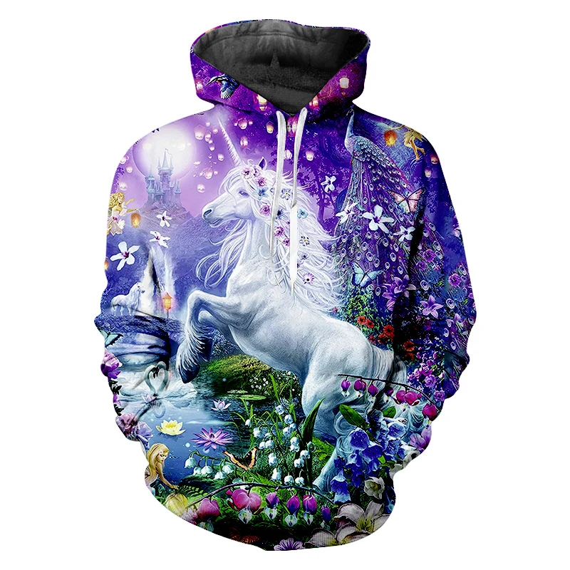 

LCFA 2021 Harajuku Hoodies Purple horse Pattern Patchwork 3d Printed New Fall Casual Oversized Streetwear Hip Hop Pullover 5XL