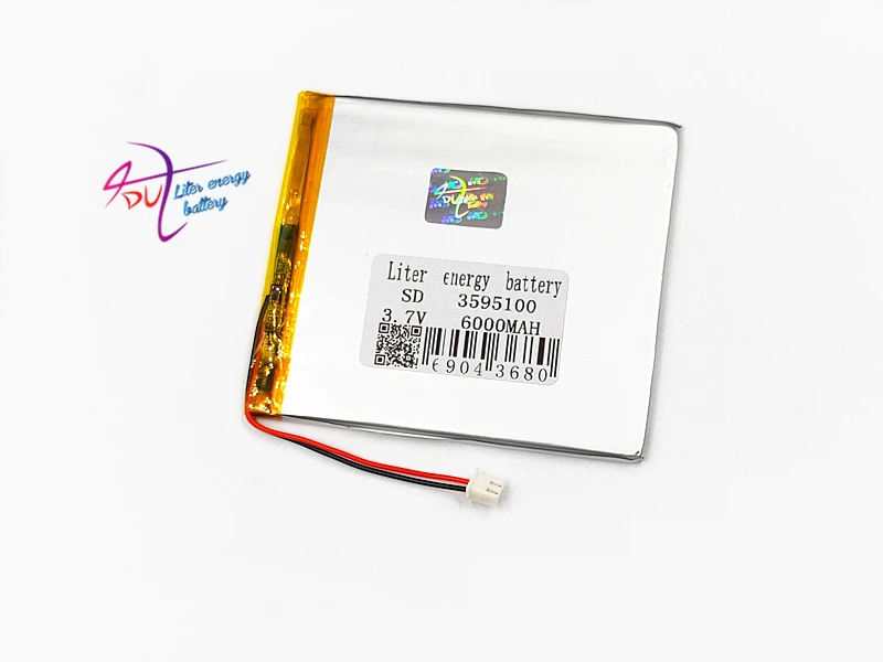 XHR-2P 2.54 3.7V 6000MAH 3595100 ليثيوم بوليمر بطارية احتياطية امدادات الطاقة 3493100 المحمول السمعية والبصرية GPS LED أضواء