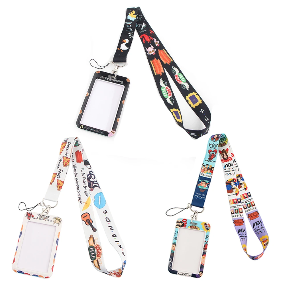 JF0114 New Fashion Friends TV Show Lanyard Credit Card ID Holder Bag Student Women Travel Card Cover Badge Car Keychain