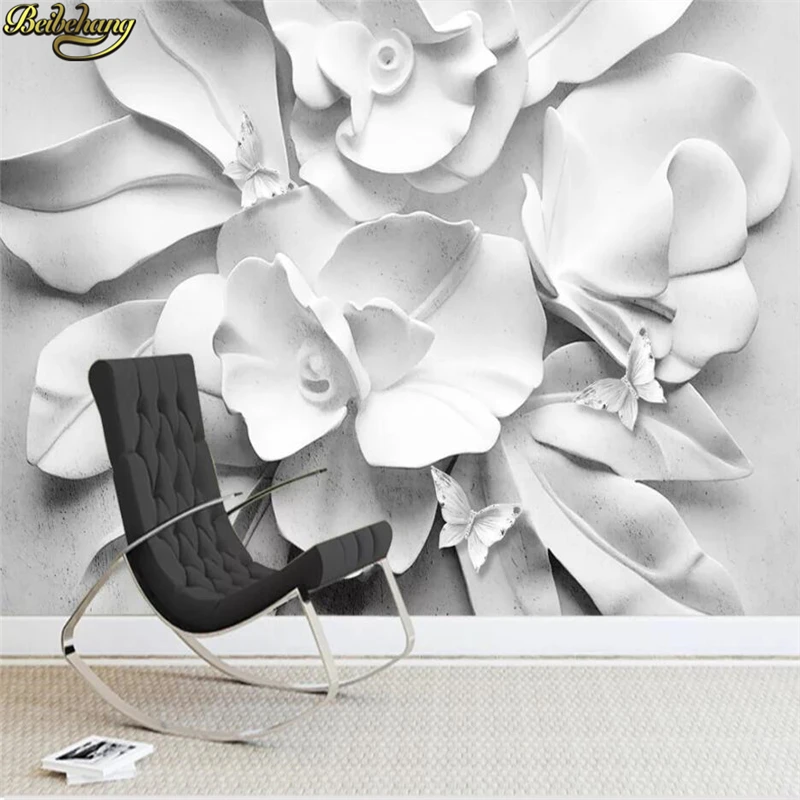 beibehang Custom wallpaper mural modern minimalist atmosphere 3D stereo embossed floral TV sofa background wall 3d wallpaper