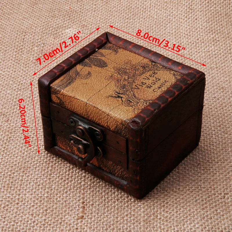 

New Vintage Wooden Map Storage Box Case Jewellery Cufflinks Chest Small Gift