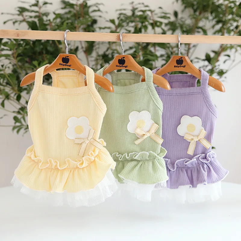 

Fresh flower suspender skirt Dog Dress Pet Products Cotton Clothing For Dogs Cats Rabbit Chihuahua Teddy Dog Clothes