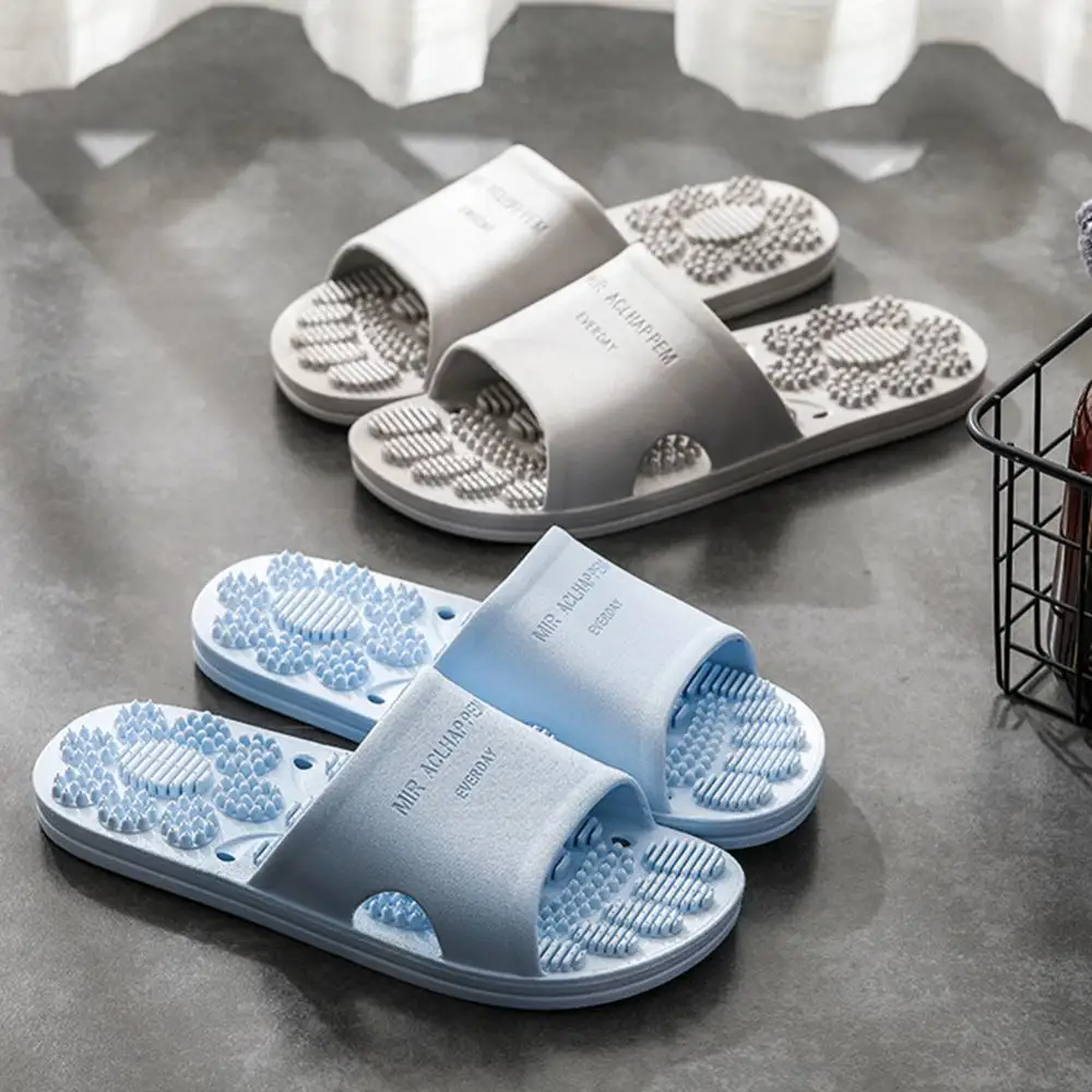 Solid Color PVC Massage Summer Anti-skid Slippers Bathroom Shower Beach Sandal