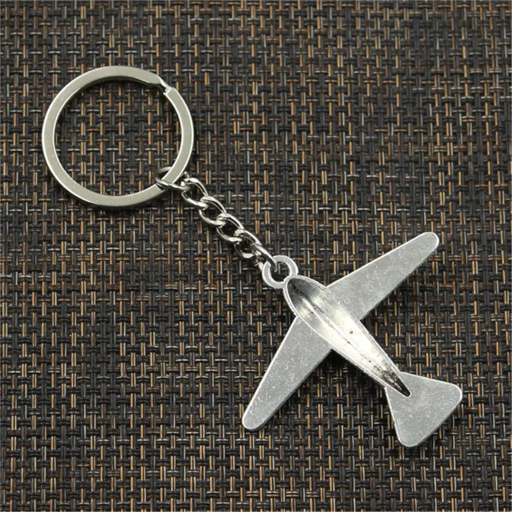 New Fashion Men 30mm Keychain DIY Metal Holder Chain Vintage Plane Airplane 50x42mm Bronze Pendant Gift