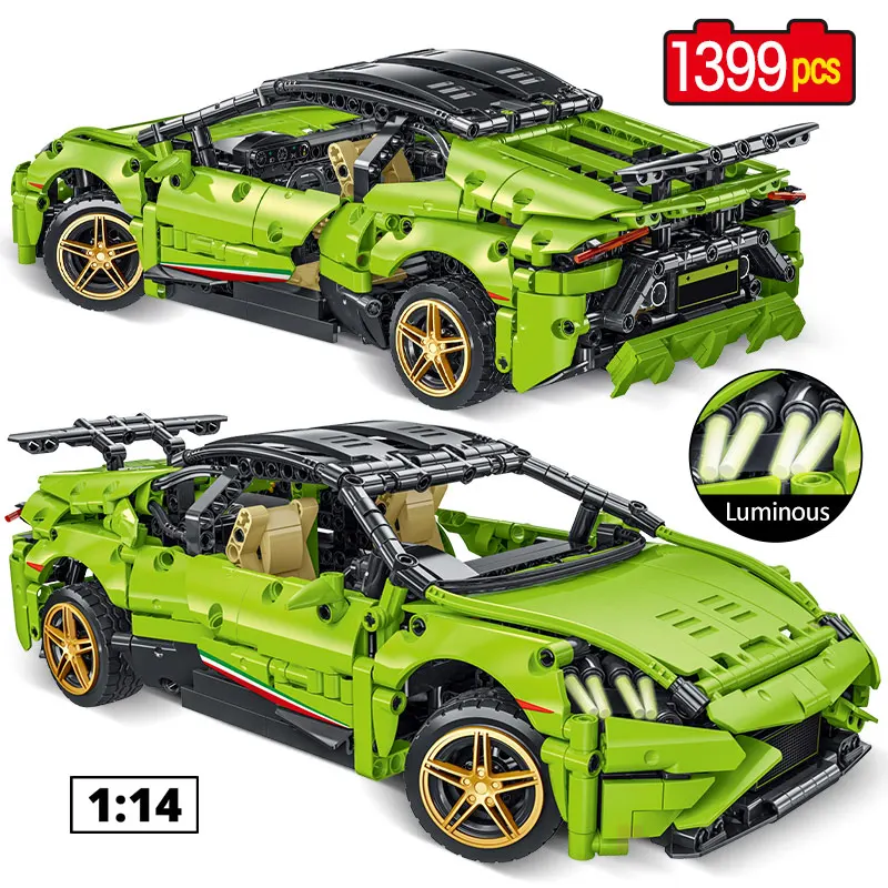 1399pcs 1:14 Mechanical Competition Drift Racing Car Building Blocks Supercar Sports Vehicle Bricks Toys For Boys Gift