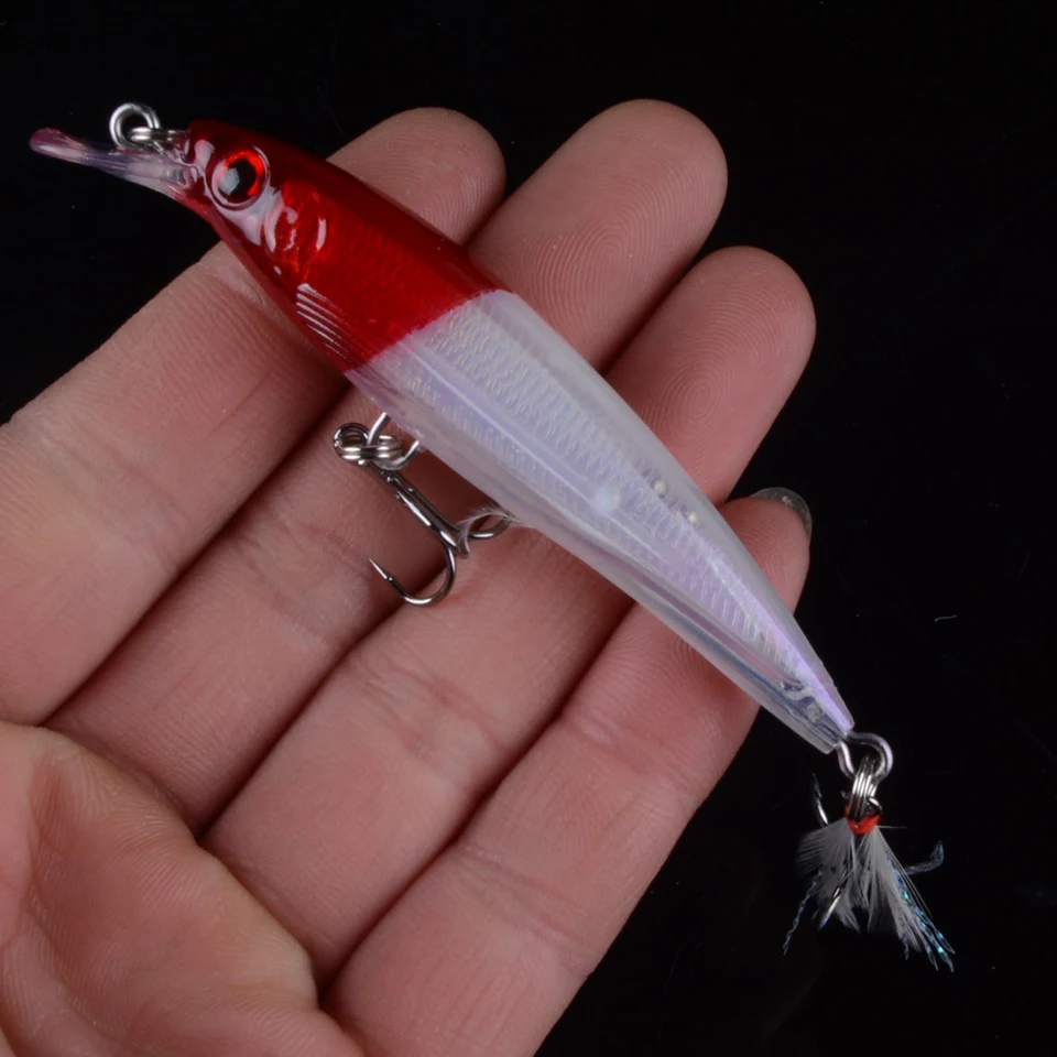 Fishing Lure Minnow Wobblers Pencils Hard Bait with Feather Hooks Fishing Tackle 7G 9CM Isca Artificial Bait Crankbaits Swimbait