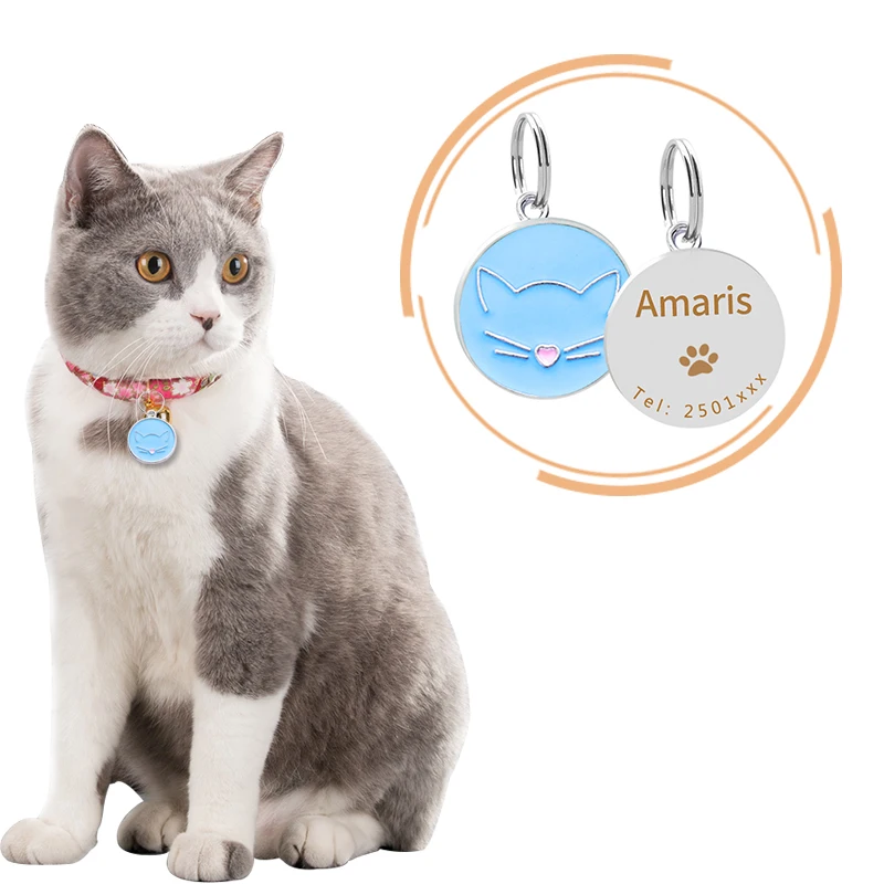 Gepersonaliseerde Huisdier Kraag Gratis Gegraveerd Naam Tel Id Tags Aangepaste Pet Ketting Voor Katten Hond Tag Kitten Accessoires Anti-verloren