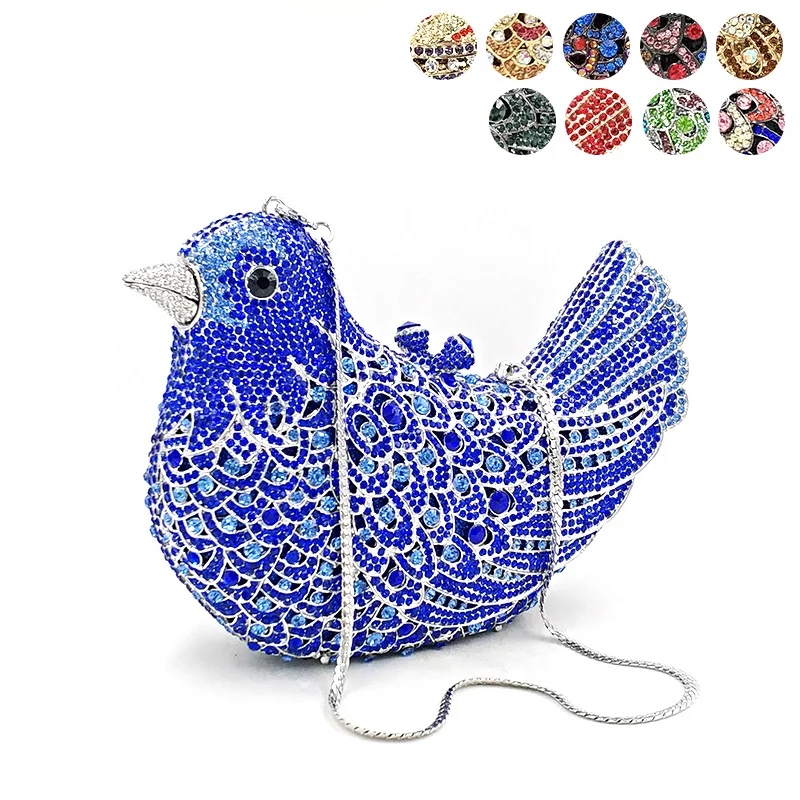 

Women evening party bag colorful diamonds luxury crystal clutch bridal wedding party purse handbag animal bird crystal purses