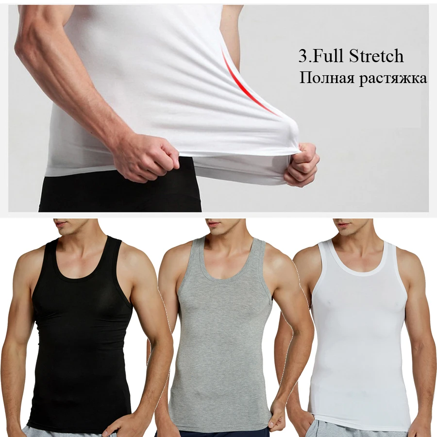 Tank Tops Men Sports Modal Full Stretch Racing Running Vest Fitness Cool Summer Top Gym Slim Casual Undershirt Male 3 Colors