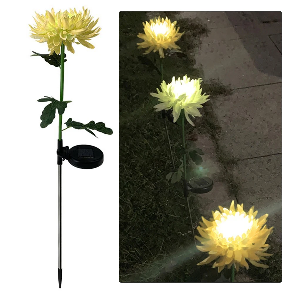 Outdoor Lighting Lawn Lights Solar Powered Chrysanthemum Lamps LED Outdoor Simulation Flower Lamp Decoration For Garden Yard