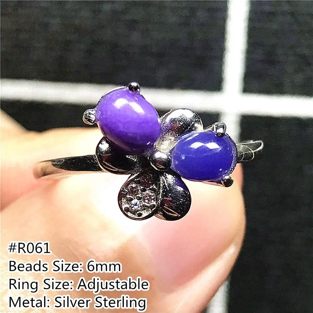 Natural Royal Purple Sugilite Ring 925 Silver Jewelry For Woman Lady Man Anticancer Beads Crystal Stone Adjustable Ring AAAAA