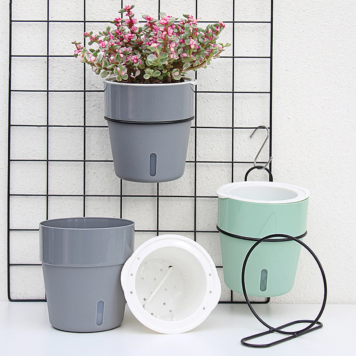 Plant Pot Rings Plant Pot Wall Holder Metal Hanger Planter Mounted Flower Rings Hook Bracket Iron Stand Potted