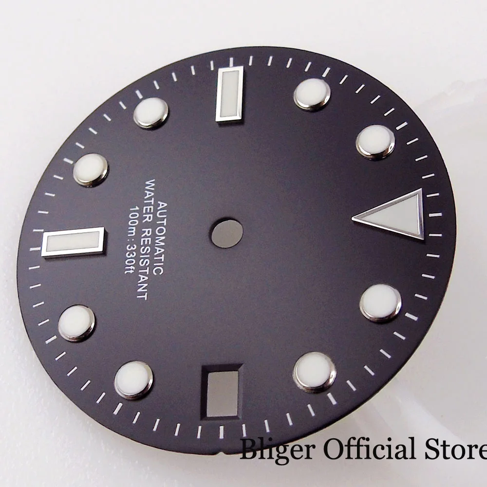 29mm fit NH35A Sterile Black/Green/Blue/White Watch Dial Green Luminous Index Rose Gold/Silver Edge