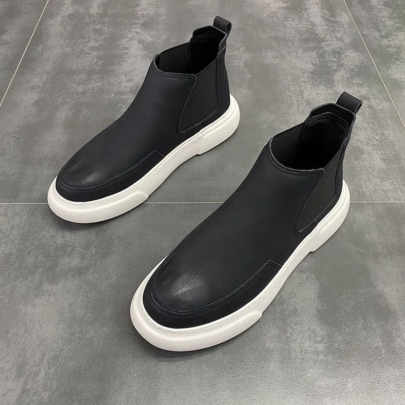 new fashion chelsea boot for men flats platform shoes autumn winter botines hombre cow leather ankle botas masculinas chaussure