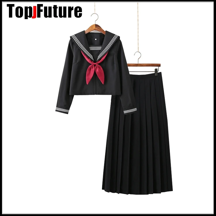 Basic JK uniform dress orthodox black Guanxi Lapel improved white three sailor suit Japanese summer student TOP SHIRT