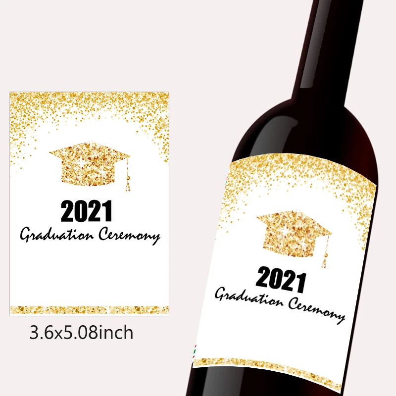 16 Pcs 2021 Congratulation Party Bottle Labels Gold Theme Luxury Wine Bottle Labels Ceremony Party Event Decor