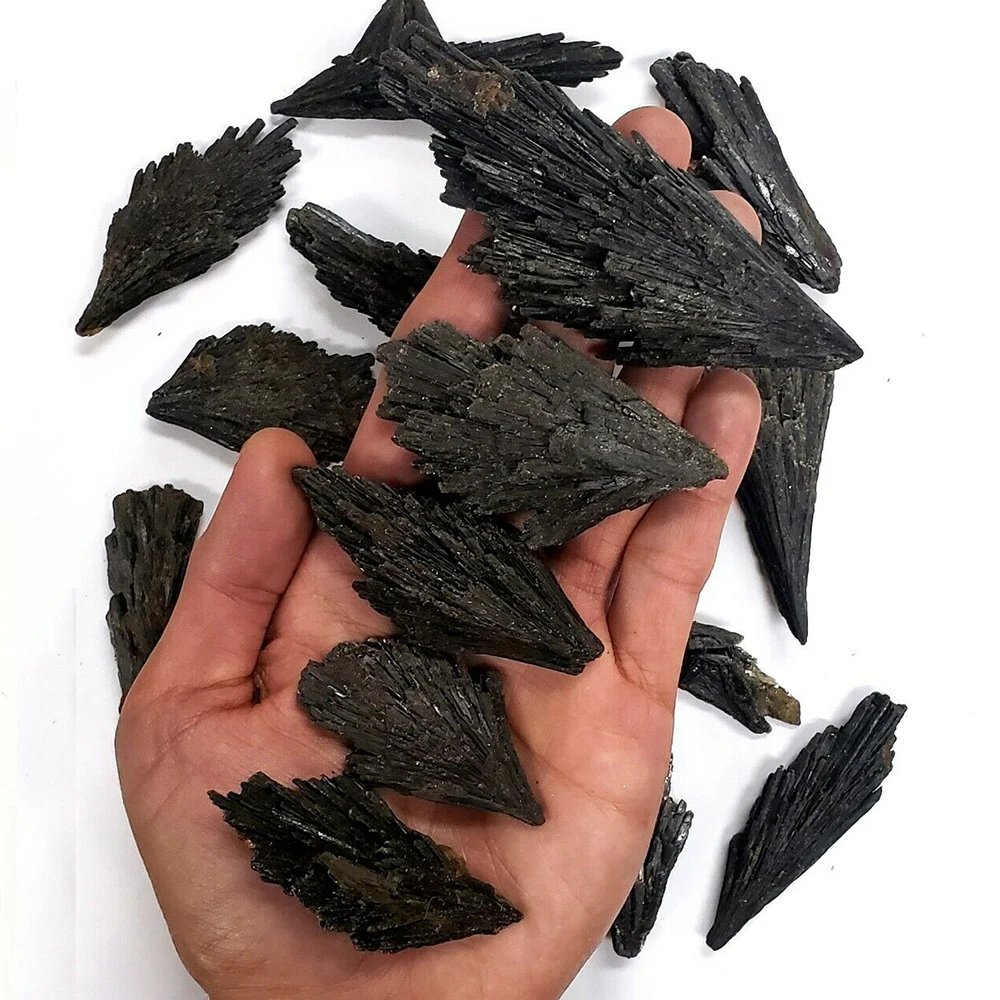 

Natural Black Tourmaline Bulk Black Kyanite Crystal Kyanite Blades Fan Shape Reiki Healing Quartz Mineral