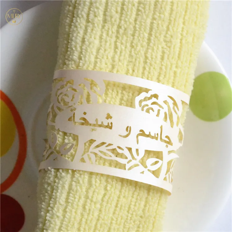 

200pcs Laser Cut Customised Rose Wedding Party Table Napkin Rings