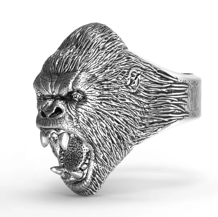 Men's Stainless Steel Ring Domineering Orangutan Ring Motorcycle Party Biker Ring Punk Style Animal Ring Men Jewelry