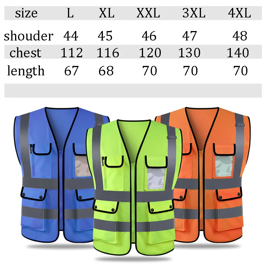 

Reflective Vest Safety Vest Big Size 4XL Night Running Construction Work Clothes Men hi vis Workwear Jacket Protective Equipment