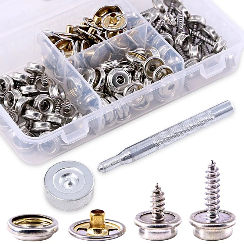 120-Pieces Stainless Steel Marine Grade Canvas and Upholstery Boat Cover Snap Button Fastener Kit