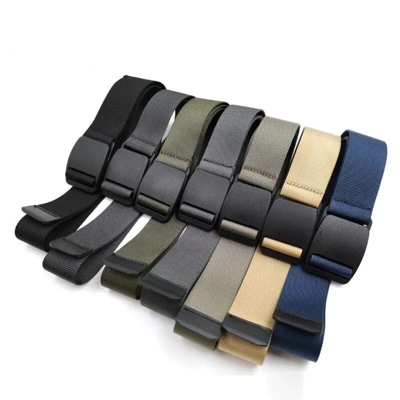 Men Women\'s Real Nylon Belt Outdoor Quick-drying Canvas Cintos Plastic Buckle Ultra Light Belts Student Military Training Strap