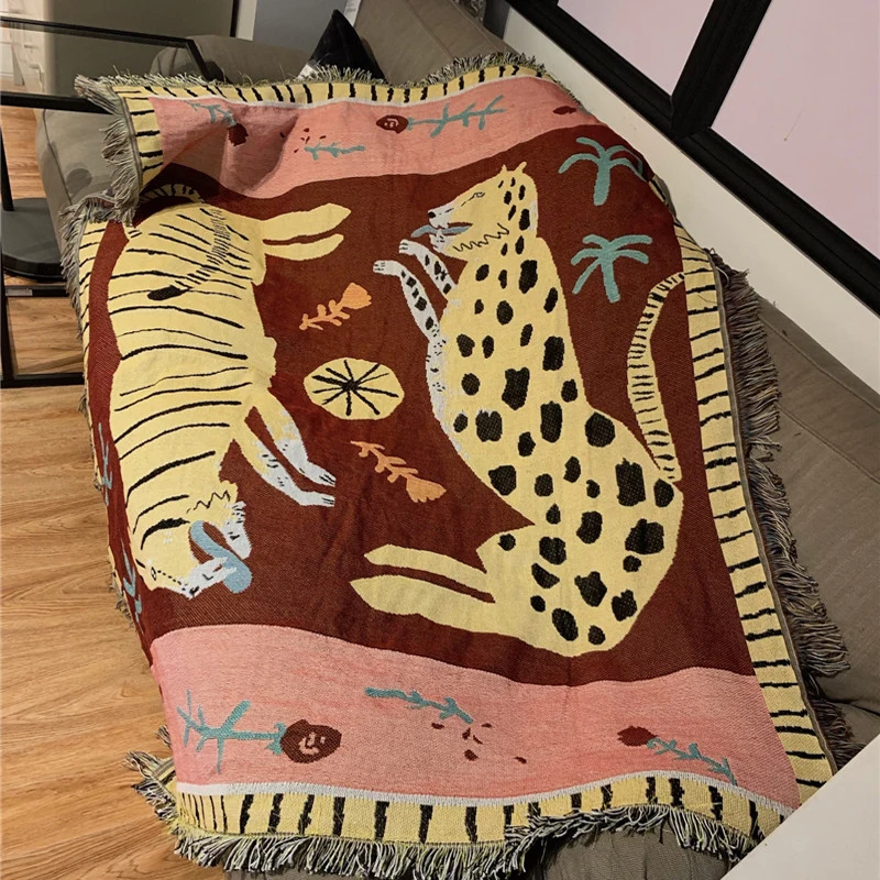 Creative Pink 2 Leopard Throw Blanket Multifunction Animal Sofa Covers Cobertor Dust Cover Air Conditioning Blankets For Bed