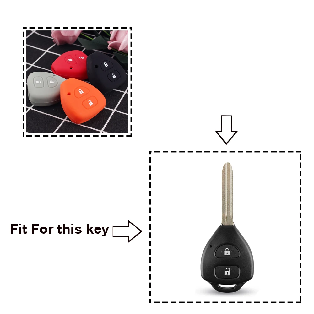 

KEYYOU Silicone Car Key Cover Case For TOYOTA Corolla Hilux Vitz Rav4 Aqua Camry 2 Button Remote Key Case Shell Cover Bag Holder