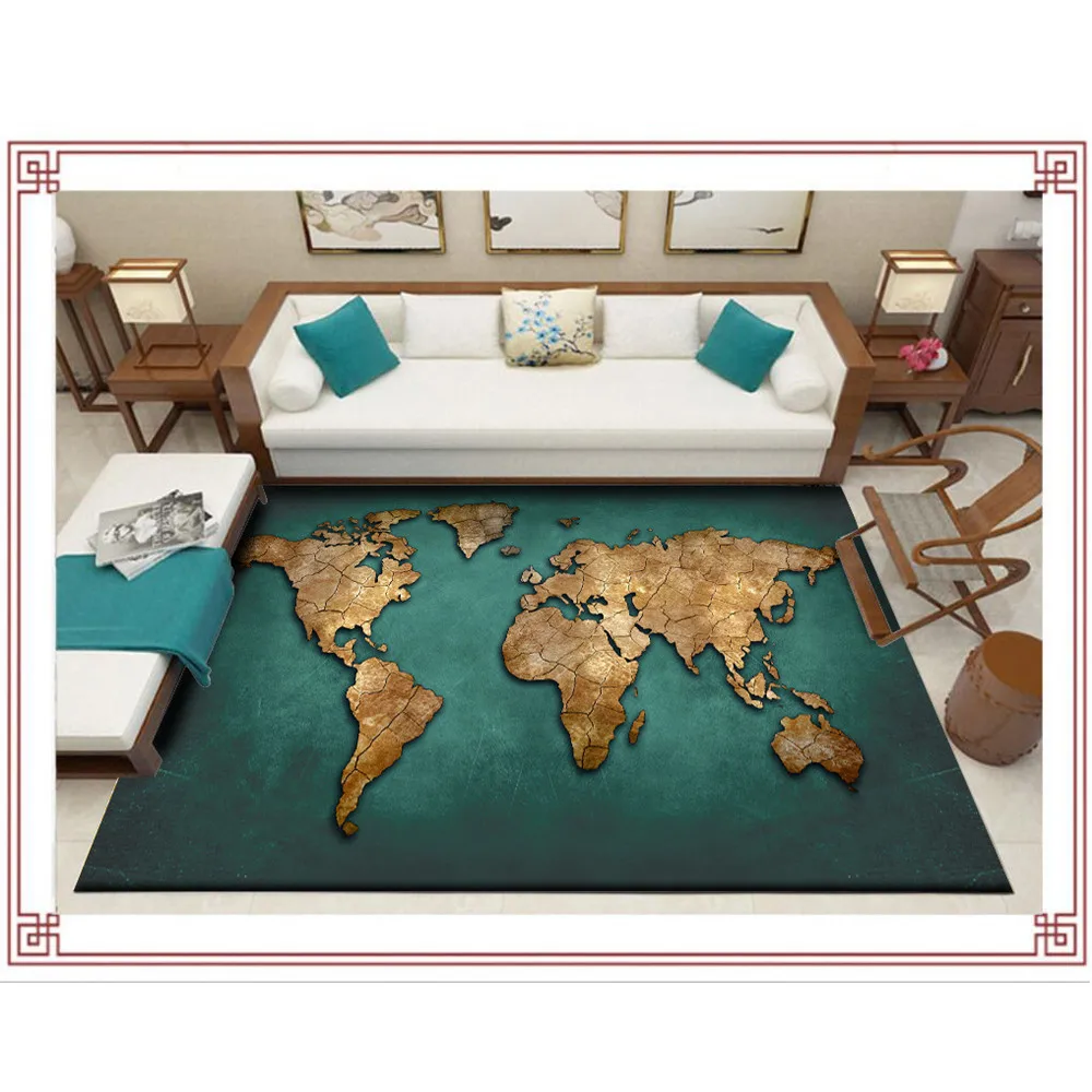 World Map Large Carpet Kids Room Play Area Rugs Baby Game Crawling Floor Mat Home Decorative Big Carpets for Living Room Bedroom