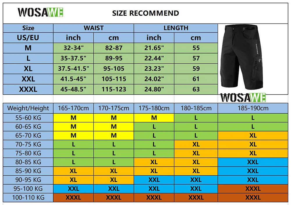 WOSAWE Men\'s Cycling Padded Shorts With Non-Remove Cycling Underwear Bike Downhill MTB Shorts Loose Fit Sports Bicycle Short