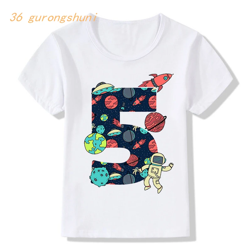 cartoon kids t shirt for boys Children Clothing girls clothes birthday 6 7 8 9 years tshirt Nine Planets graphic tee kid t-shirt