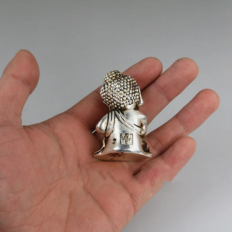 Collection of exquisite Chinese old Miao silver handmade baby Buddha meditation Buddha tea pet small ornaments decorative statue