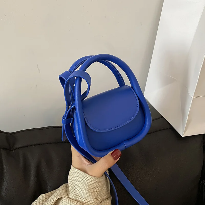 Super Mini Pu Leather Tote Fashion Blue Crossbody Shoulder Bags With Short Handle For Women 2021 Trends Luxury Fashion Handbags