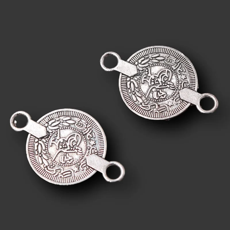 10pcs Silver Plated Coin Pendants Retro Earrings Bracelet Jewelry Accessories DIY Charms For Metal Handicraft Making A2318